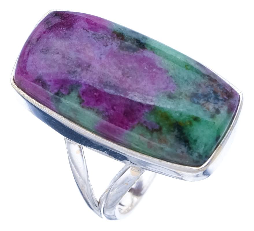

StarGems® Natural Ruby Zoisite Handmade 925 Sterling Silver Ring 7 F1349