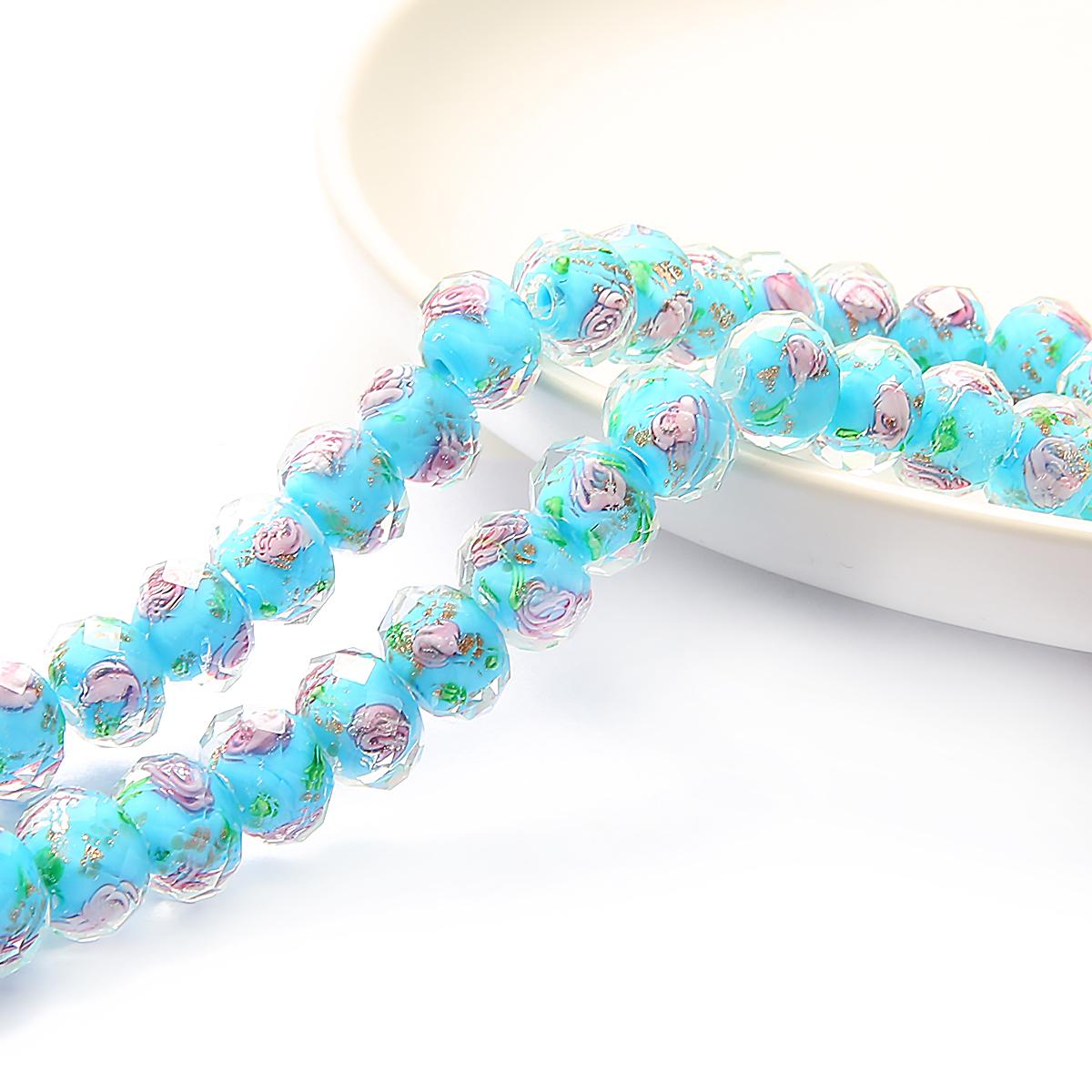 

10 шт./пакет, 8/10/12 мм, муранское прозрачное стекло, бусины лэмпворк для изготовления ювелирных изделий, женский браслет «сделай сам», цветок, рондель, граненые бусины 12mm бирюзовый синий