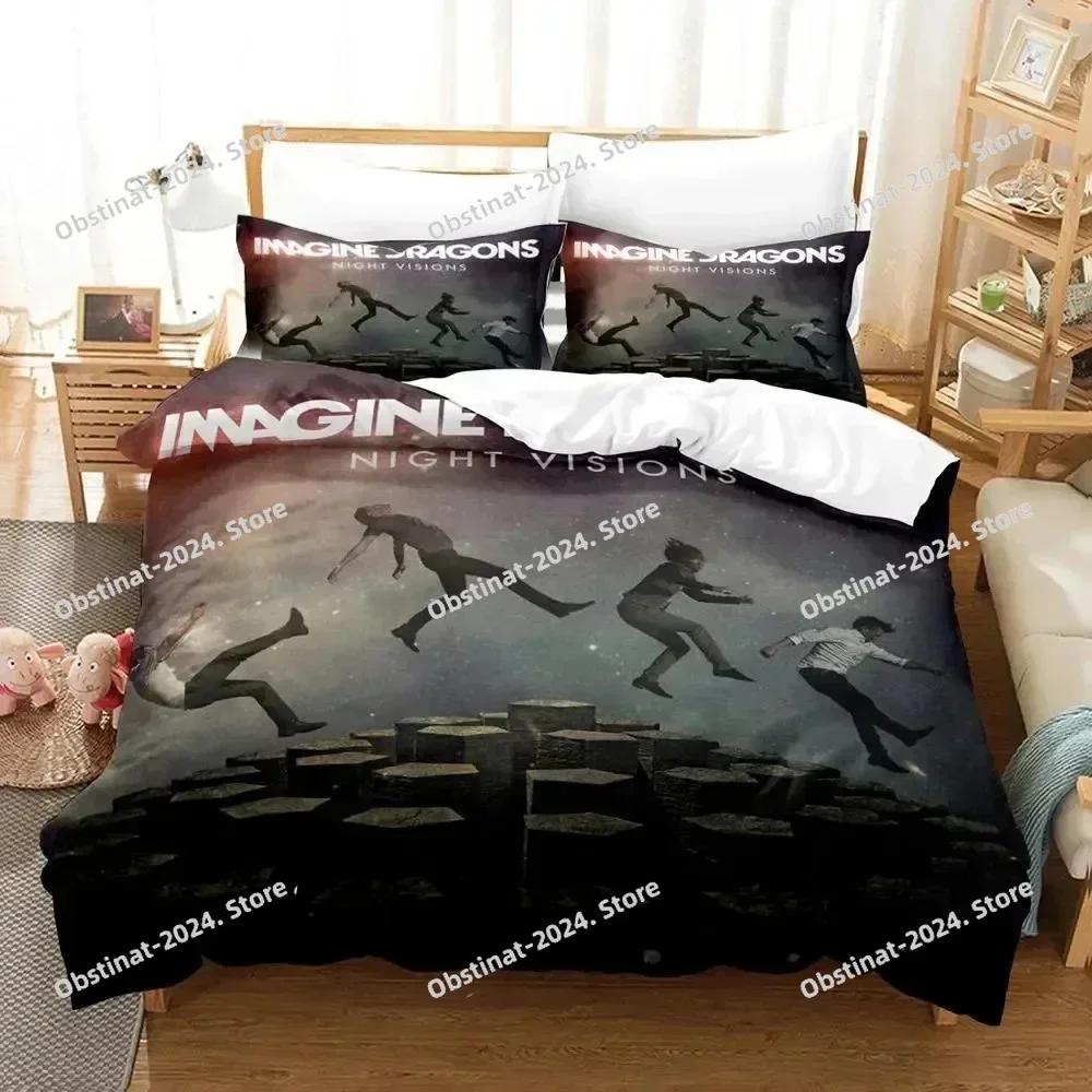 Zestaw pościeli 3D Imagine Dragons Album Cover Poszewka na kołdrę Zestaw pościeli Poszewka na poduszkę Pocieszyciel King Queen Size Chłopcy Dorośli