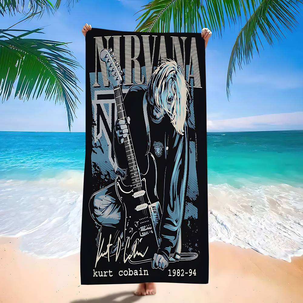 Band Hot N-Nirvana Microfiber Printed Beach Towel Mountain Climbing Yoga Beach Swimming Running Absorbent Soft Towel