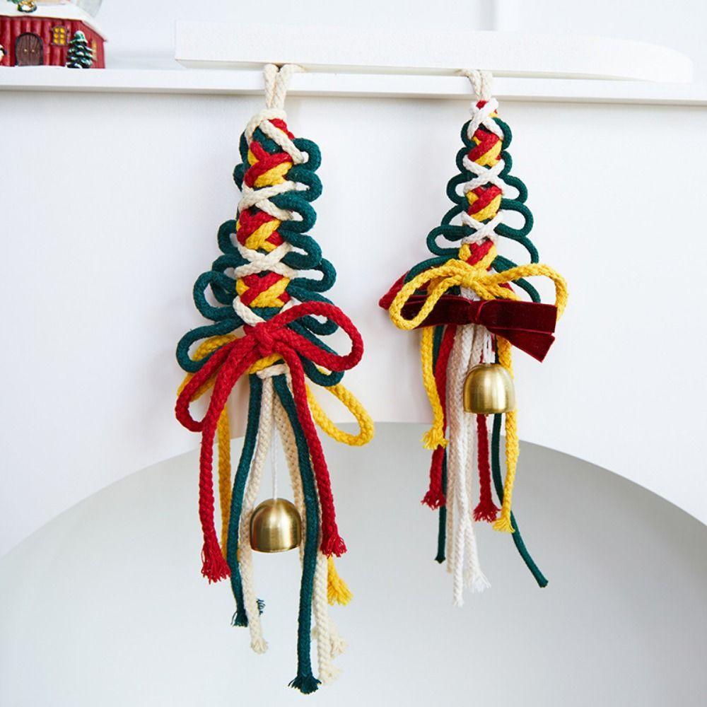 Handmade Christmas Decor Pendant Colorful Christmas Decorations Cotton Rope Bells Pendant for Home