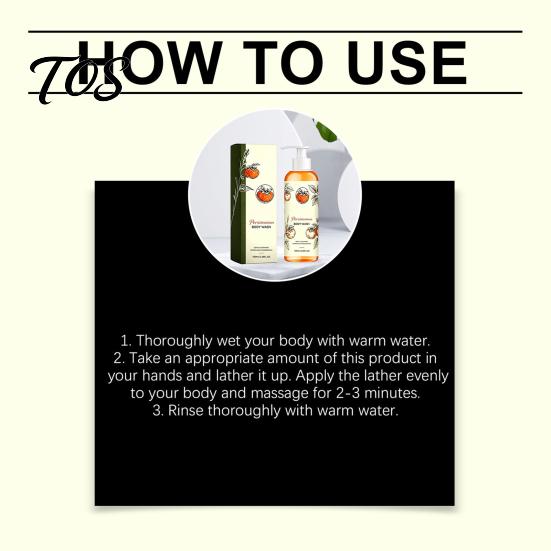 Travel Size Body Wash Persimmon Wash, 100ml Gentle Exfoliating Shower Gel with Fresh Friendly Fruit Scent, Deep Cleansing Mild Daily Cleanser