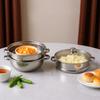 28cm Three-Layer Stainless Steel Soup Steamer | 410 Stainless Steel, Silver, with Transparent Lid, 32.5 * 25cm/12.8 * 9.84in