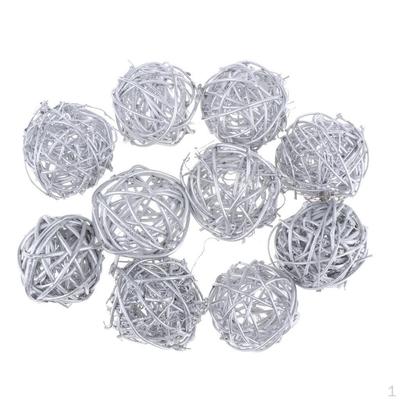 10 Pack Natural Rattan Balls In 3 Colors for DIY Crafts And Decorations