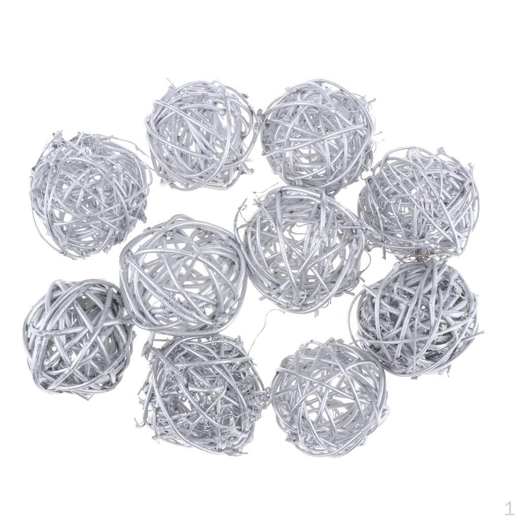 10 Pack Natural Rattan Balls in 3 Colors for DIY Crafts And Decorations