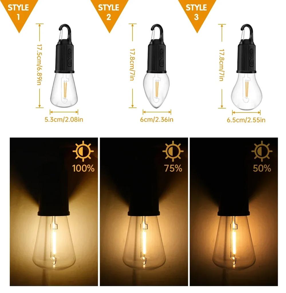 Outdoor LED Lamp Bulbs USB Rechargeable High Brightness Emergency Light Hook Up Camping Fishing Lantern Night Lights