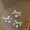 1 PCS Organza Bow Heart Zircon Pendant Nail Charms Lace Bow Love Nail Decorations  Nail Salon
