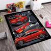 Red Supercars Night Mountain Scene Comic Print Area Rug Non‑Slip Rectangular Floor Mat Auto Enthusiast Decor for Gaming Bedroom Living Room
