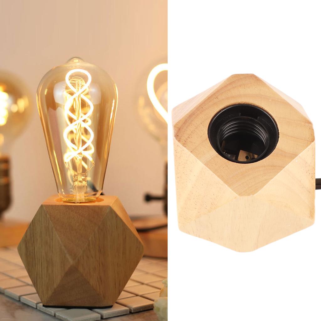 Wooden Lamp Base E26 Socket Modern Small Wood Table Lamp Base for Home Decor