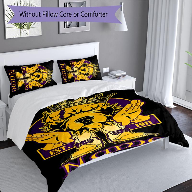 3pcs Custom Name Omega Psi Phi Bedding Set,Includes 1 Duvet Cover and 2 Pillowcases,All-season Bedroom Decor