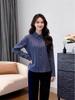 2025 Women's Fleece-Lined Long-Sleeve Shirt - Autumn/Winter Vertical Stripes, Lapel, Warm & Versatile for Commuting