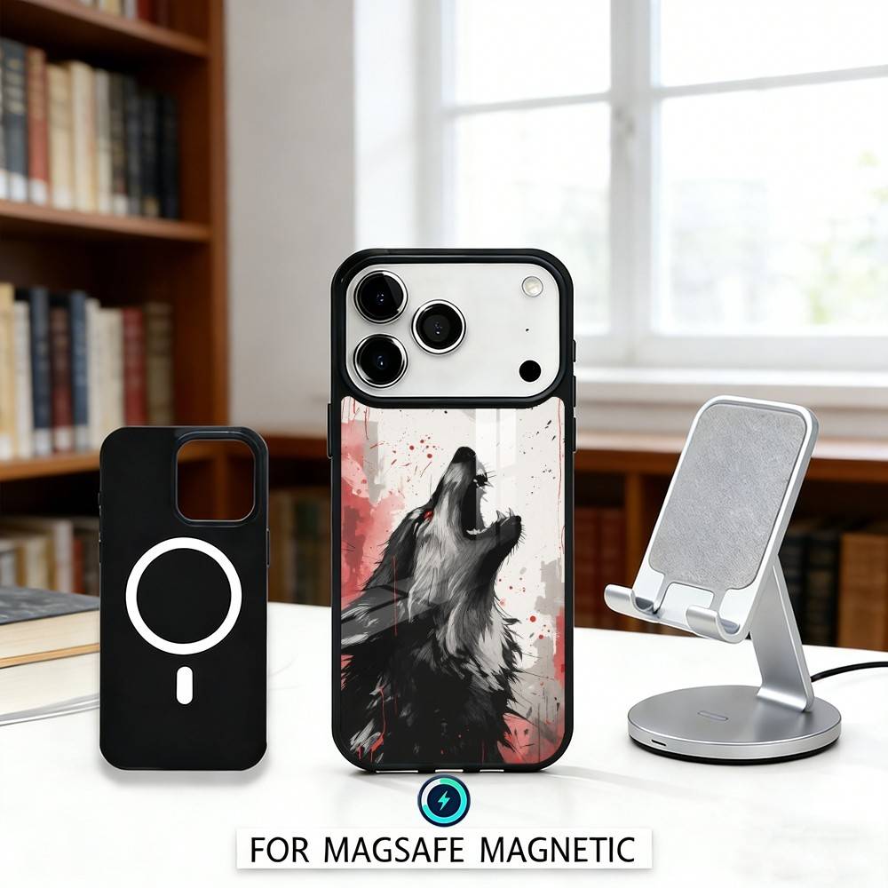 

1pc Wolf Phone Case For iPhone 17,16,15,14,13,12,Pro,Max For Magsafe Magnetic Wireless Charging iPhone16PROMAX