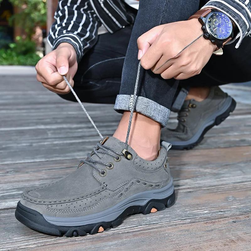 Men's Shoes Genuine Leather Flats Men Loafers High Quality Outdoor Men Sneakers Breathable Casual Shoes Botines Para Hombres