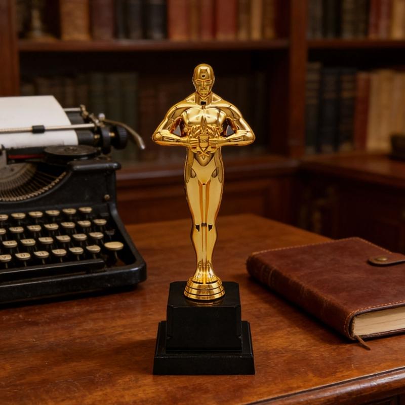 19cm/22cm/24cm Height Trophies Replicas Plastic Construction Golden Plated Award Statue For School Event And Decorations