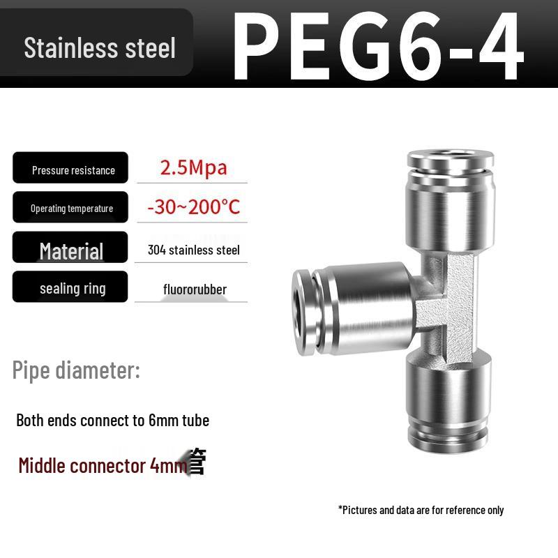 304 Stainless Steel Pneumatic Quick Connectors: High-Pressure Resistant Straight Reducer and Quick Connect Tee