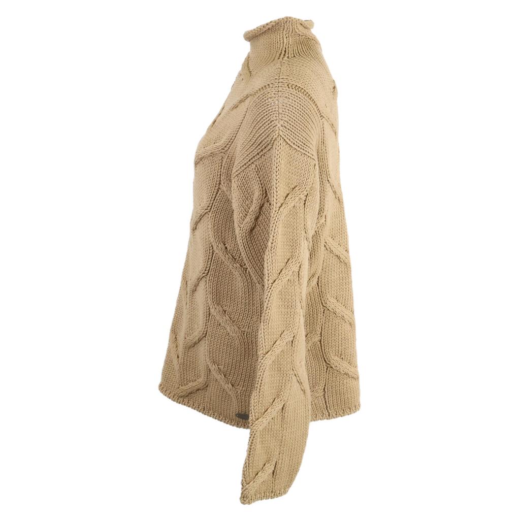 Chanel [Good condition/Domestic Regular Product] 99A P13655V00633 Cable Turtleneck Knit Sweater/ Tops 38 BrownUsed