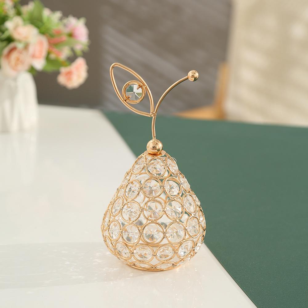 Adornos de Manzana de Cristal Creativos Miniaturas con Forma de Piña de Pedrería Brillante Manualidades de Pera de Nieve Decoración para el Hogar Accesorios de Fotografía