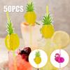 50pcs Paper Drinking Straw 3D Pineapple Flamingo Design Striped Paper Straw Recyclable Drinking Straw For Bars Decor Beach Party