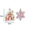 Pink Snowflakes Christmas Ornaments 2024 Home Interior Decoration Cute Resin House New Year's Decoration for Christmas Tree 2025