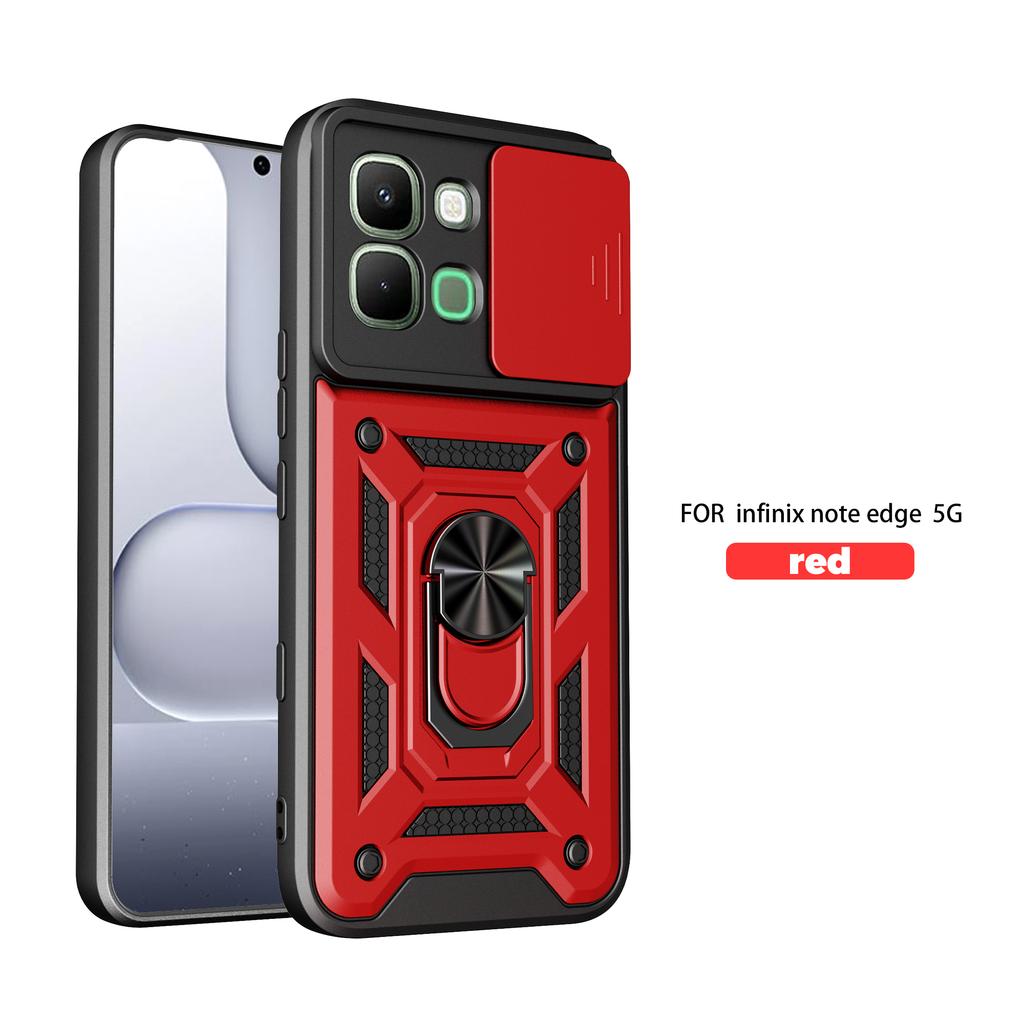 For Infinix Note Edge Case Infinix Note Edge Cover 5G Magnetic Ring Holder Armor Phone Case Slide Camera Protect Back Cover