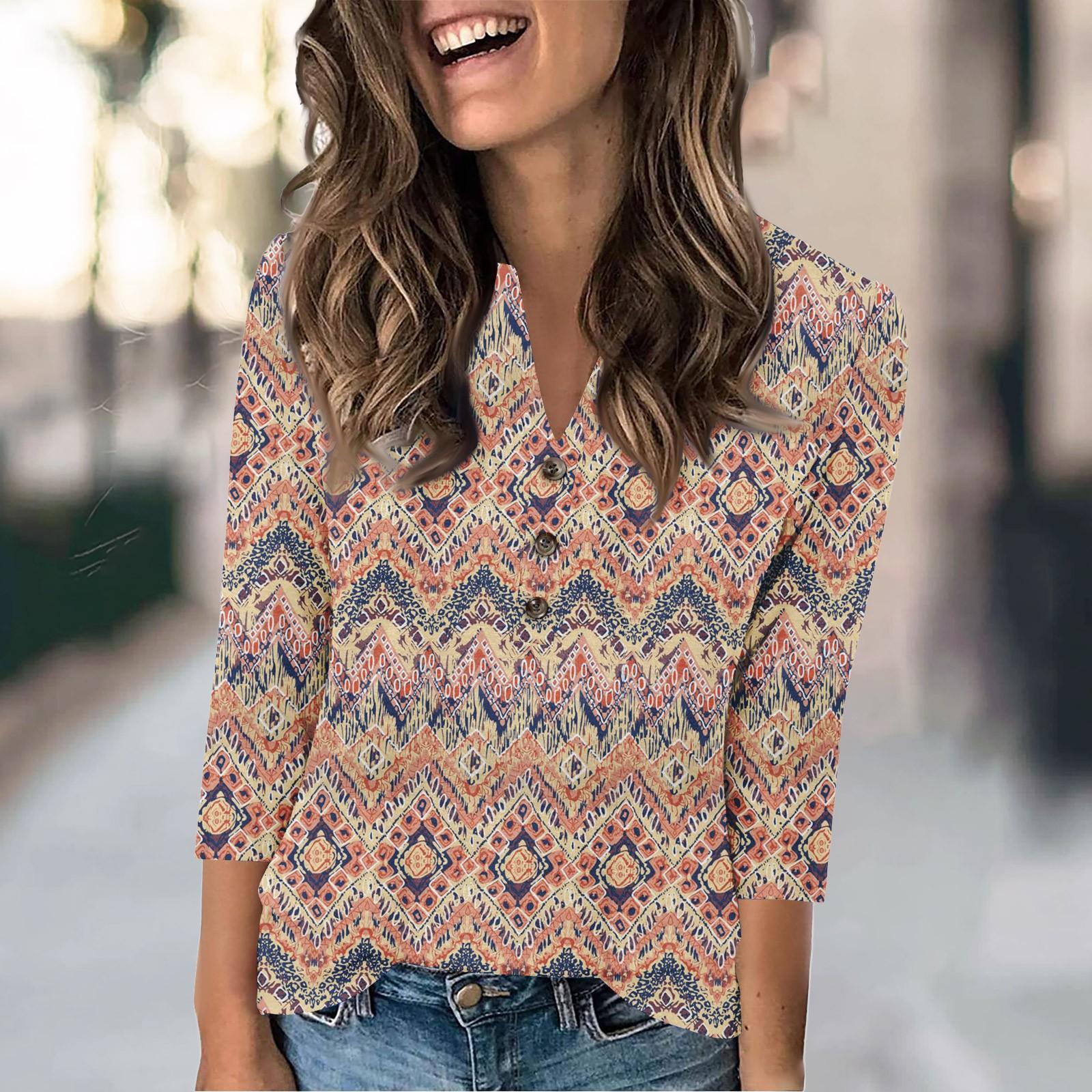 

Женская мода повседневный свободный топ с рукавом 3/4 и круглым вырезом XXL