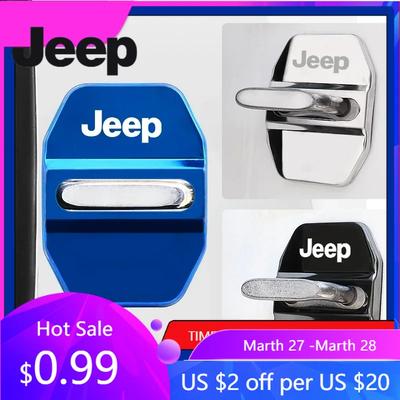 For Jeep 4 PCS/Set Fashion Stainless Steel Car Covers Door Lock Protecting Cover For Jeep Renegade Compass Patriot Cherokee W