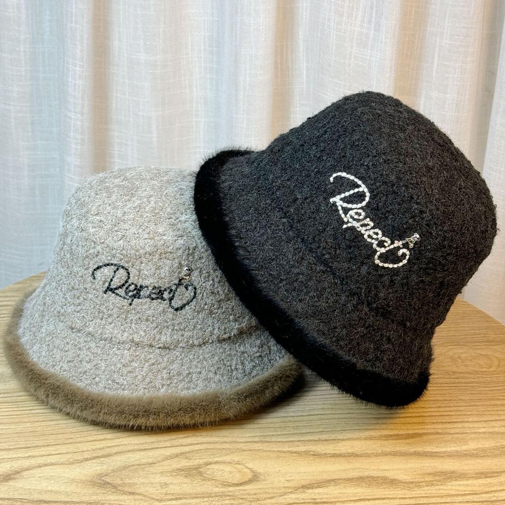 New Style Fisherman Hat for Women In Autumn and Winter Simple and Fashionable Plus Velvet To Keep Warm Mink Hair To Show Face Small Basin Hat Trendy