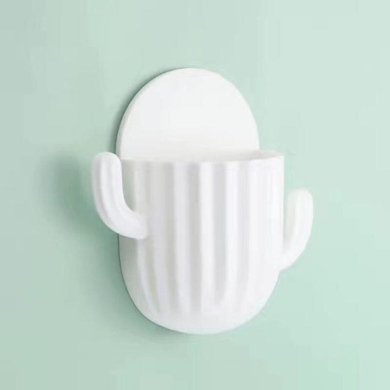 

Держатель для зубных щеток, настенная самоклеящаяся бесшовная полка для хранения кактусов, органайзер для бритвы, сливная полка, аксессуары для ванной комнаты белый