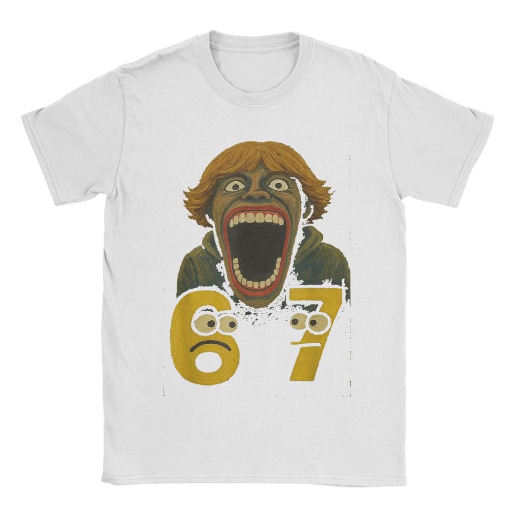 Awesome 67 Six Seven 6 7 Meme Funny T-Shirt Men Round Collar T Shirt Gen-Alpha Slang Short Sleeve Tees Graphic Printed Clothing