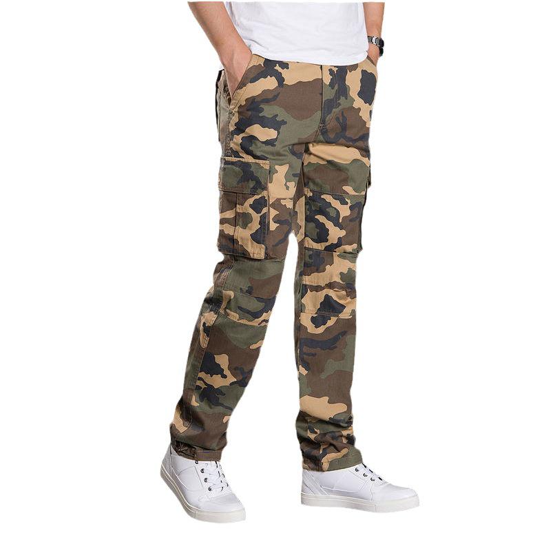 Men's Four-Season Work Pants: Loose Straight-Leg, Wear-Resistant, Multi-Pocket, Casual Style.