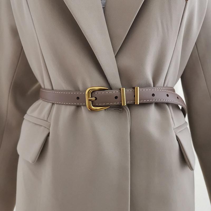 Handcrafted Real Leather Slim Waist Belt With Alloy Pin Buckle For Daily Style