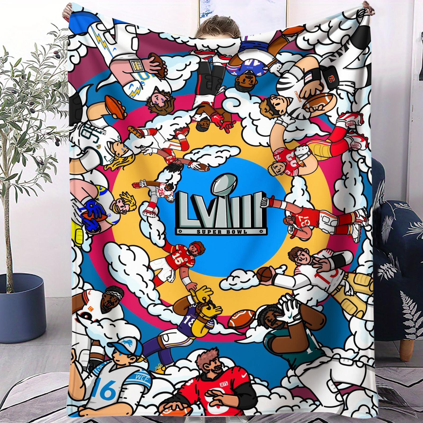 

Patrick Mahomes MVP Super Bowl LVIII Small Cover Blanket Ultra Soft Warm Flannel Throw For Bedroom Living Room Sofa Fans Gift 70x100cm