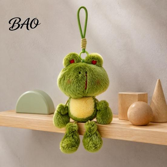 Small Backpack Accessory Funny Frog Plush Keychain with Fragrance & Movable Limbs, Soft Stuffed Animal Expression Keyring Bag Charm for Backpacks