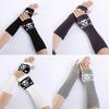 Winter Warme Fäustlinge Strick Fingerlose Armstulpen Warme Fahr-Armstulpen Totenkopf Dehnbar Weiche Handschuhe Halloween Kostüm