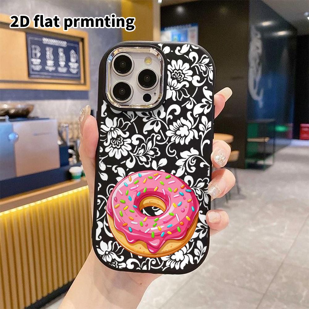 Phone case: 2D flat design suitable for iPhone 18 17 16 15 14 13 Pro protective case, couple style, donuts, Christmas and Halloween gifts