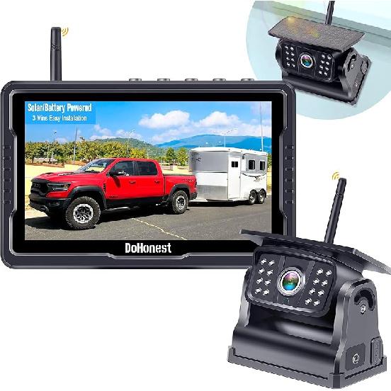 Wireless Backup Camera Solar Magnetic: Portable Cordless Scratch-Proof Truck Trailer Hitch Rear View Camera HD 1080P No Wiring No Drilling 5 Inch