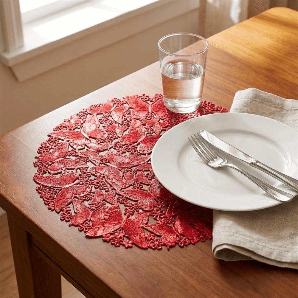 4 Pièces Sets de Table à Manger Papillon Creux Sets de Table Rondes pour Vaisselle Tapis Thermoisolant Table à Manger