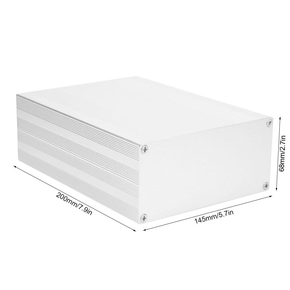 Aluminiowa Puszka Projektowa Matowy Srebrny Obudowa na Płytkę Obwodu Elektronicznego DIY 68x145x200mm