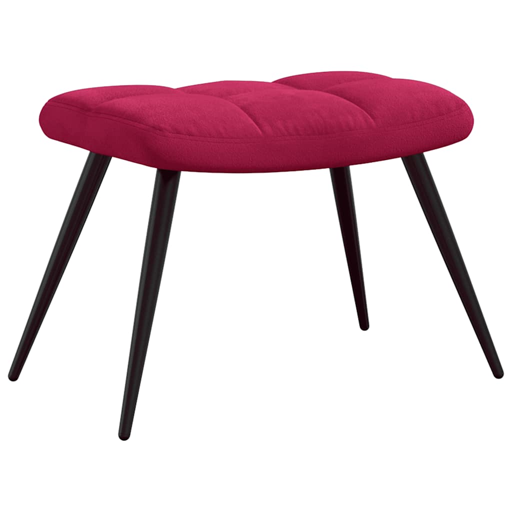 Recliner Chair with Footstool Burgundy Velvet