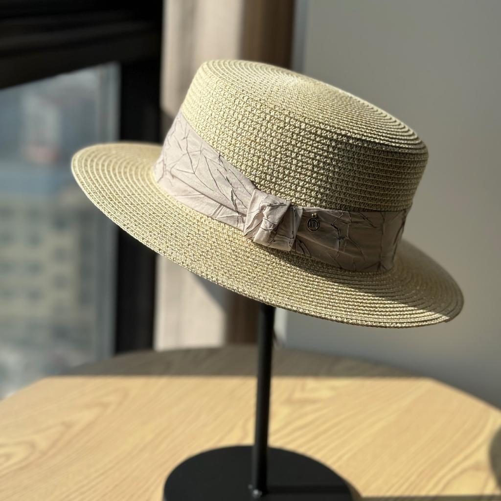 Flat Top Straw Top Hat Women Summer Travel Straw Hat Seaside Vacation Beach Hat