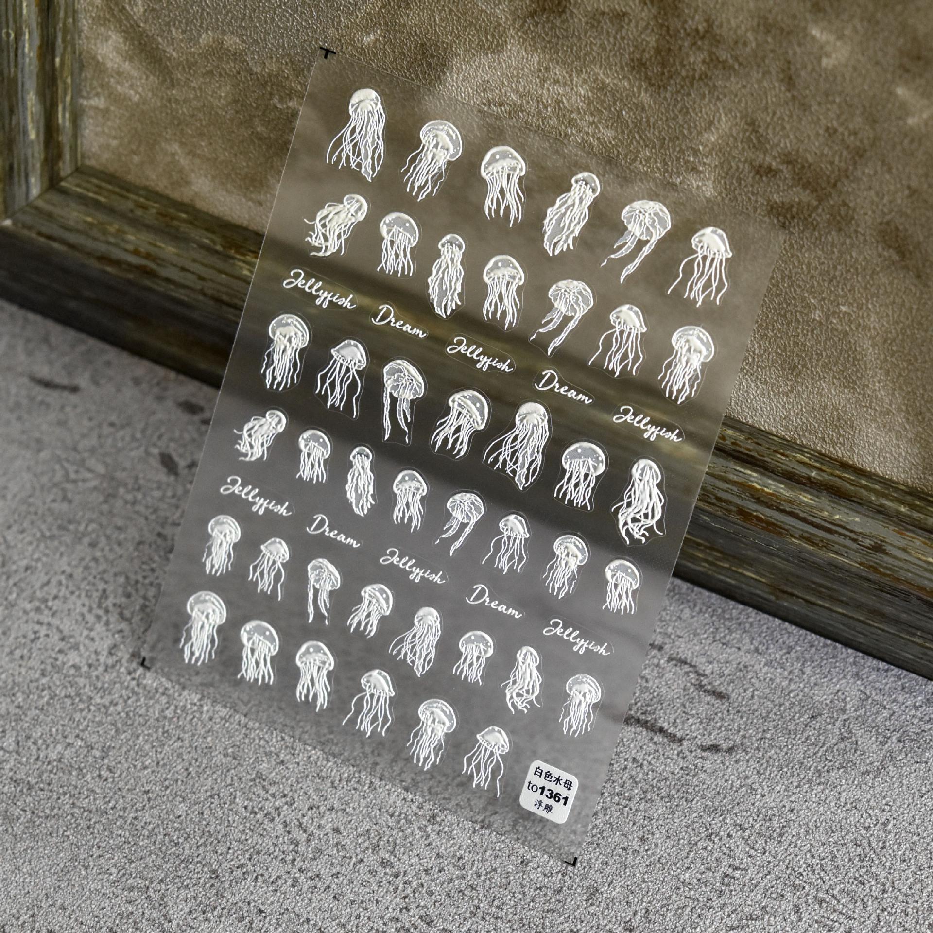 Рельефные наклейки для ногтей в виде медузы 5D-наклейки для ногтей DIY Креативное — фото 3