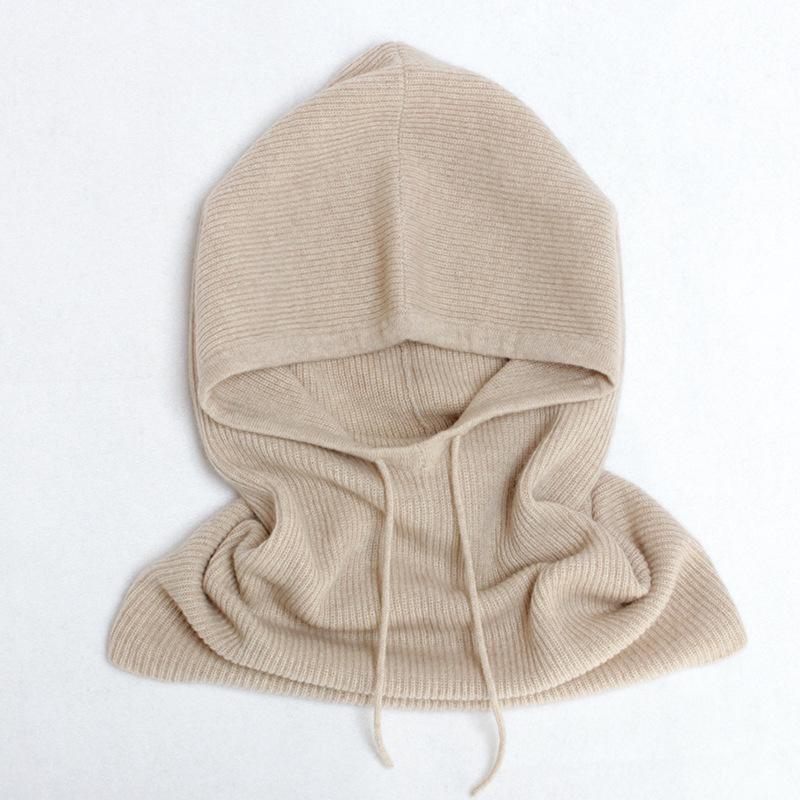 12-gauge Ribbed Cashmere Hooded Neck Warmer with Ear Protection - Unisex Thick Warm Hat