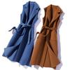 Dames Mouwloos Polo Kraag Losse Pasvorm Vest Jas Taille Strik Grote Maten Jas