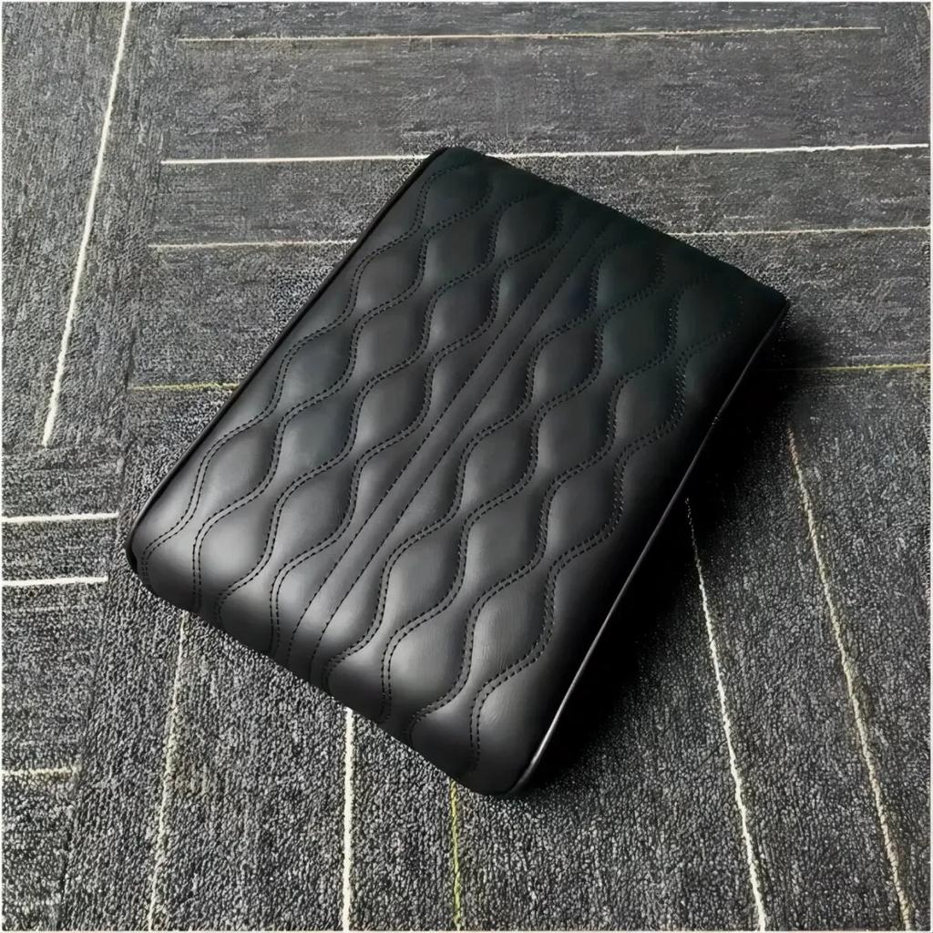 Car Soft Armrest Mat Wave Embroider PU Leather Center Console Arm Rest Protection Cushion Auto Armrests Storage Box Cover Pad