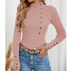 Women's Casual Solid Color Slim Button Knit Sweater Long Sleeved Base Sweater Sweater