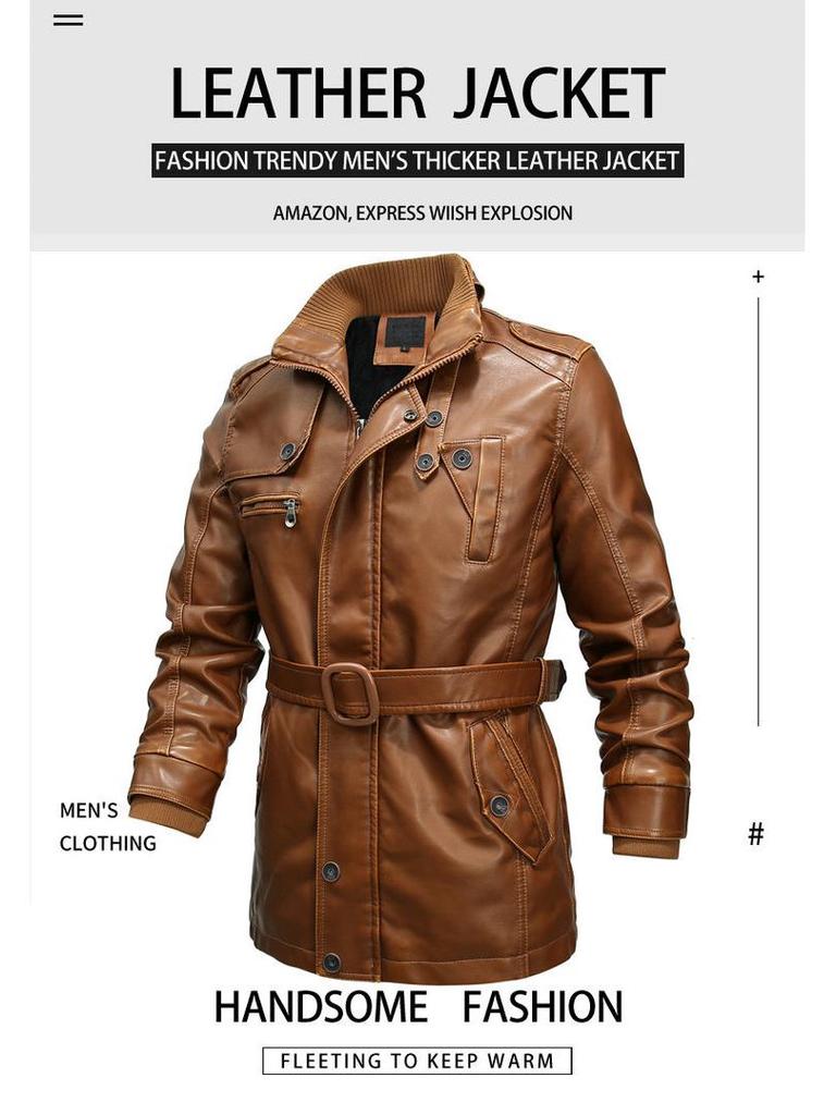 Men's Plus Size Washed PU Leather Motorcycle Jacket