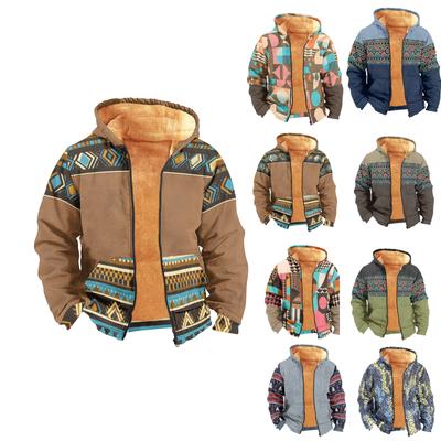 Heren Print Lange Mouw Zak Jas Fashion Plus Fluwelen Overjas