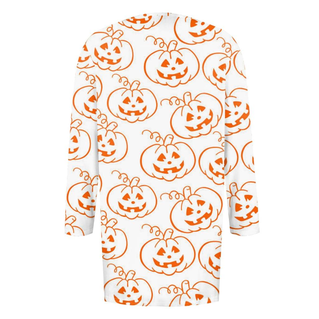 Dámská móda ležérní halloweenská bunda s potiskem střední délky cardigan