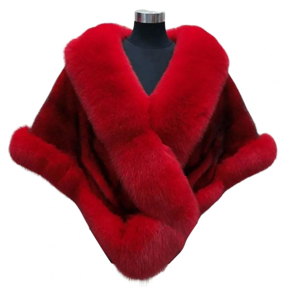 Comodo Cappotto a Mantella Soffice da Donna Invernale Scialle di Pelliccia Sintetica alla Moda Autunno Inverno Caldo