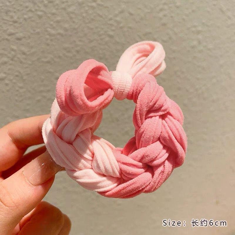 Korean version of thick high elastic color braided hair band dopamine bow durable hair does not hurt the high color value female head rope